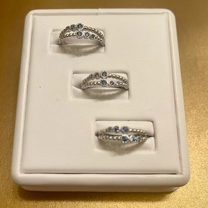 Blue created gems set in SS